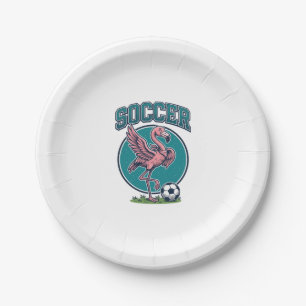 Vintage-Flamingo-Fußballspieler-Grafik-Shirt_1 Pappteller