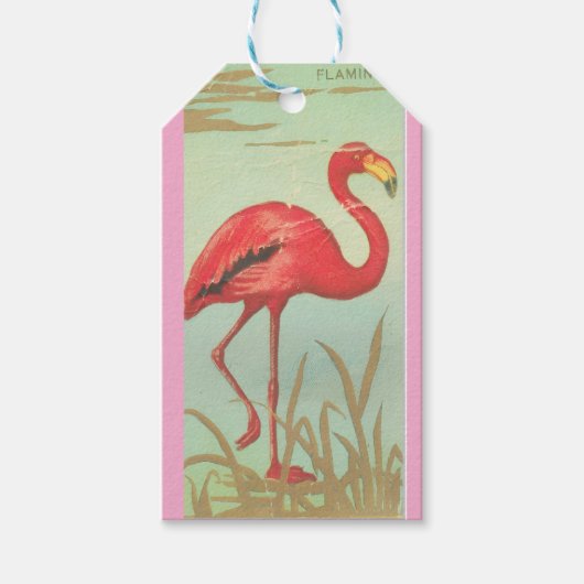 Vintage Flamingo Geschenkanhänger (Vorderseite)