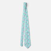 Vintage Flamingo Hellblau Krawatte (Rückseite)