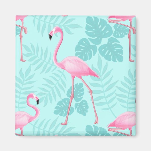 Vintage Flamingo Hellblau Magnet (Vorne)