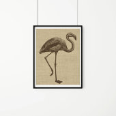 Vintage Flamingo-Illustration auf Burlap Poster