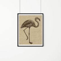 Vintage Flamingo-Illustration auf Burlap