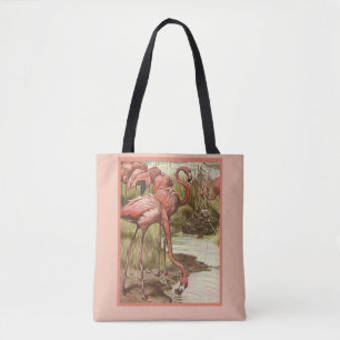 Vintage Flamingo-Illustrationsdruck Tasche
