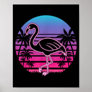Vintage Flamingo Palme Strand Vibes Tropisch Poster