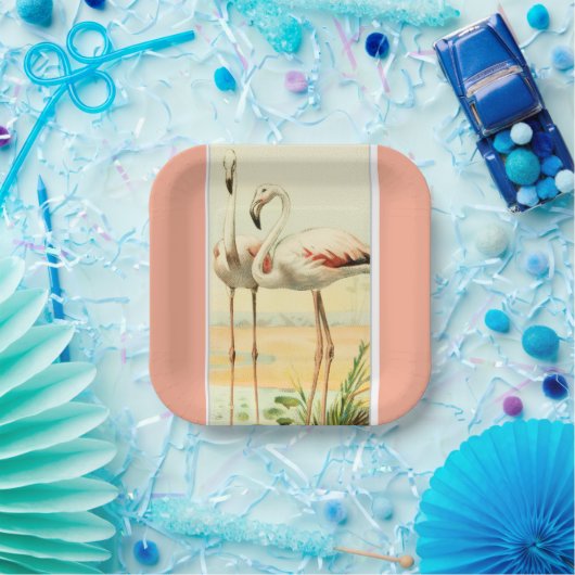 Vintage Flamingo Pappteller (Party)