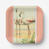 Vintage Flamingo Pappteller (Vorderseite)