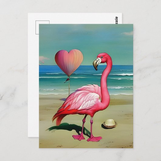 Vintage Flamingo, Postkreuzung Postkarte (Vorne/Hinten)