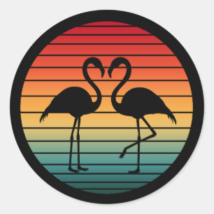 Vintage-Flamingo Runder Aufkleber