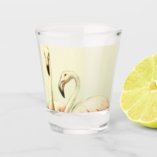 Vintage Flamingo Schnapsglas (Vorderseite)