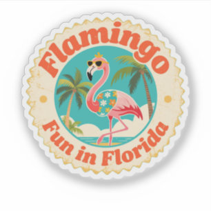 Vintage Flamingo-Spaß am Florida-Strand Aufkleber