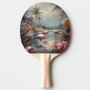 Vintage Flamingo Tropische Lagune Florida Kunst Tischtennis Schläger