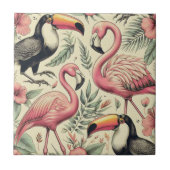 Vintage Flamingo und Toucan Nahtlos Fliese (Vorderseite)