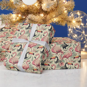 Vintage Flamingo und Toucan Nahtlos Geschenkpapier
