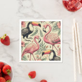 Vintage Flamingo und Toucan Nahtlos Serviette (Beispiel)