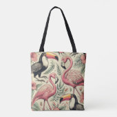 Vintage Flamingo und Toucan Nahtlos Tasche (Rückseite)