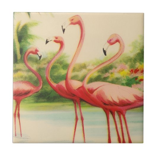 Vintage Flamingos Fliese (Vorderseite)