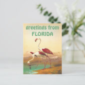 Vintage Flamingos-Grüße von Florida Travel Postkarte (Stehend Vorderseite)