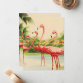 Vintage Flamingos Mitteilungskarte (Vorderseite/Rückseite Beispiel)