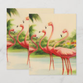 Vintage Flamingos Mitteilungskarte (Vorne/Hinten)