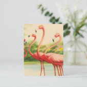 Vintage Flamingos Postkarte (Stehend Vorderseite)