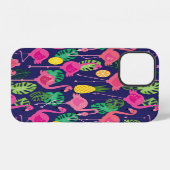 Vintage Flamingos, Sommer-Elemente-Muster iPhone Hülle (Rückseite (Horizontal))