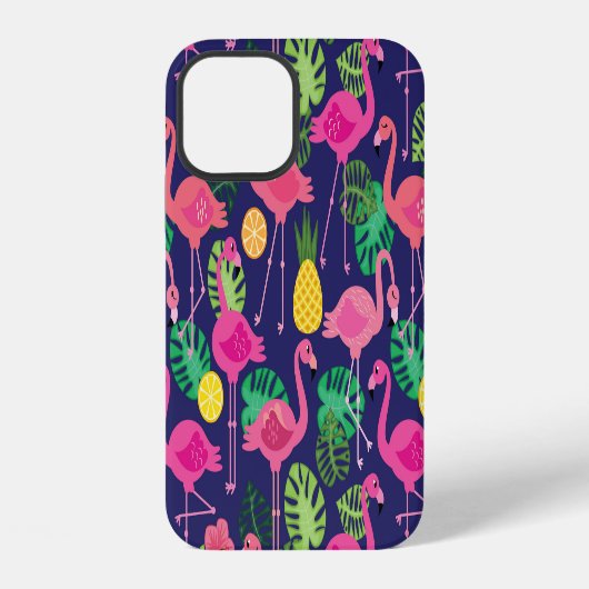 Vintage Flamingos, Sommer-Elemente-Muster iPhone Hülle (Rückseite)