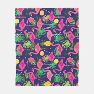 Vintage Flamingos, Sommerelemente Fleecedecke