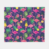 Vintage Flamingos, Sommerelemente Fleecedecke (Vorderseite (Horizontal))