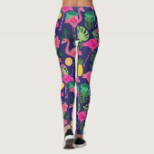 Vintage Flamingos, Sommerelemente Leggings (Rückseite)
