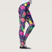 Vintage Flamingos, Sommerelemente Leggings (Rechts)