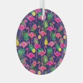 Vintage Flamingos, Sommerelemente Ornament Aus Glas (Vorderseite Rechts)