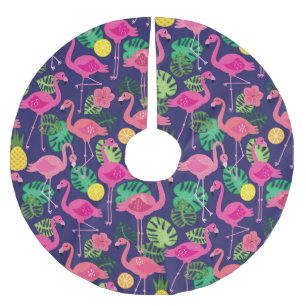Vintage Flamingos, Sommerelemente Polyester Weihnachtsbaumdecke