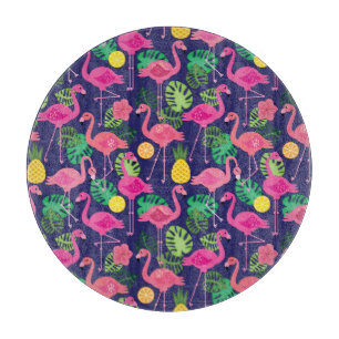 Vintage Flamingos, Sommerelemente Schneidebrett