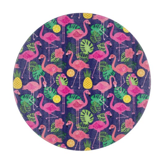 Vintage Flamingos, Sommerelemente Schneidebrett (Vorderseite)