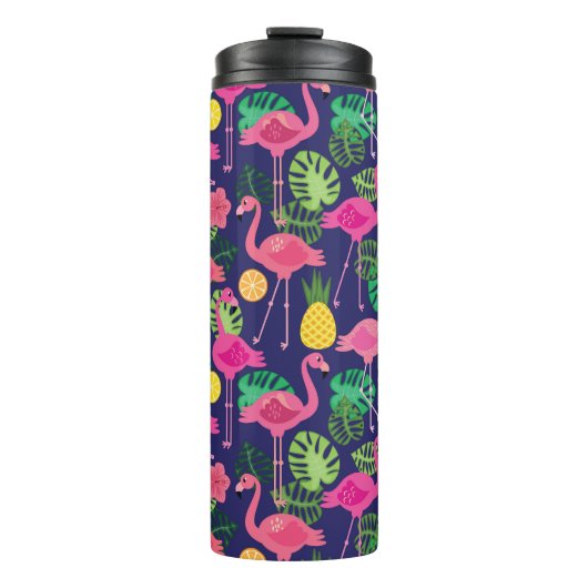 Vintage Flamingos, Sommerelemente Thermosbecher (Vorderseite)