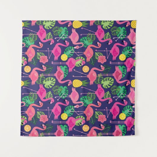 Vintage Flamingos, Sommerelemente Wandteppich (Vorderseite (Horizontal))