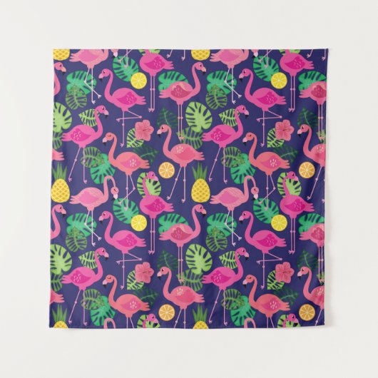 Vintage Flamingos, Sommerelemente Wandteppich (Vorderseite)