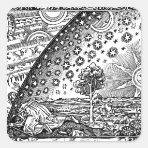 Vintage Flammarion-Illustration des Universums Quadratischer Aufkleber