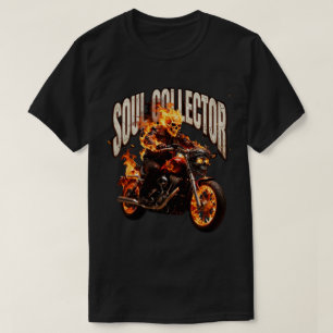 Vintage-Flammende Motorrad-Seelensammler-Biker  T-Shirt