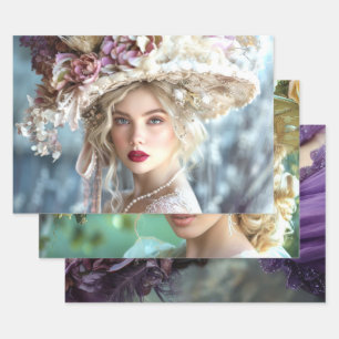 Vintage Flapper Damen des Südens Decoupage Geschenkpapier Set