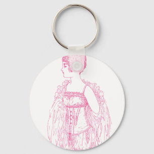 Vintage Flapper Korsett Rosa Schlüsselanhänger