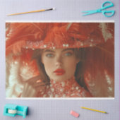 Vintage Flapper Lady in Orange Decoupage Seidenpapier (Basteln)