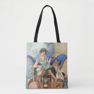 Vintage-Flappergirl in Paris Tasche