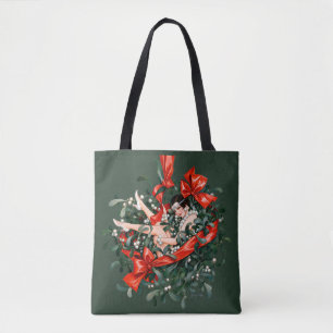 Vintage Flapperin unter dem Mistelzweig aus den 19 Tasche