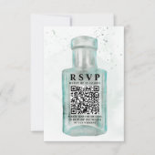 Vintage Flasche QR Code Hochzeit RSVP Karte (Vorderseite)