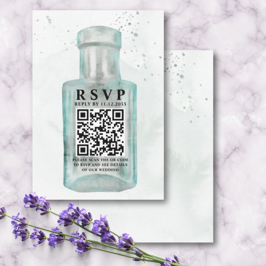 Vintage Flasche QR Code Hochzeit RSVP Karte