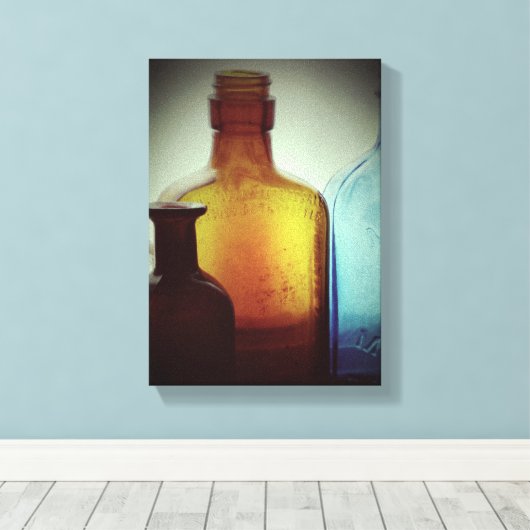 Vintage Flasche Stillleben Leinwanddruck (Insitu (Holzboden))