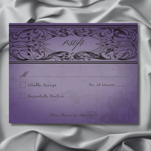 Vintage-Fledermaus-bis-in-den-Tod-lila-Hochzeit RSVP Karte