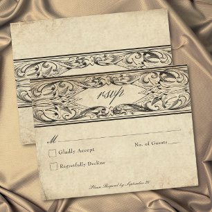Vintage-Fledermaus-bis-zu-Tode-schwarze-Pergament- RSVP Karte