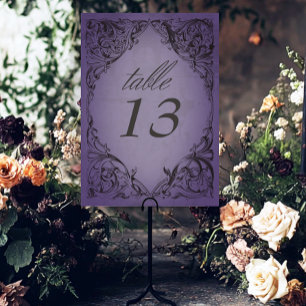 Vintage Fledermaus bis zum Tod Purpur Hochzeit Tischnummer